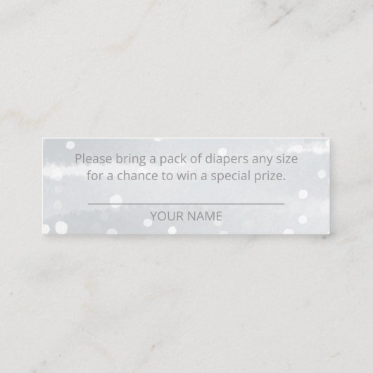 Sneeuwvlokken Zilvergrijs Baby shower Duivel Raffl Mini Visitekaartje (Achterkant)