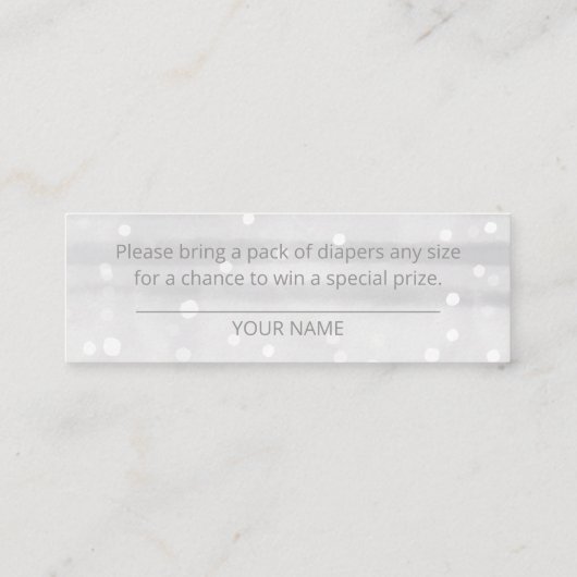 Sneeuwvlokken Zilvergrijs Baby shower Duivel Raffl Mini Visitekaartje (Achterkant)