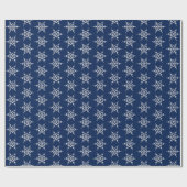 Sneeuwvlokken, zilverkristallen op blauw van de ma cadeaupapier (Vlak)