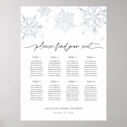 Sneeuwvlokken Zitting Grafiek Foam Board Poster (Voorkant)