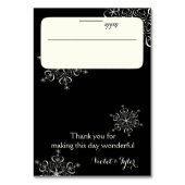 Sneeuwvlokken Zwart en Off White Zitplaatsen Kaart (Voorkant)