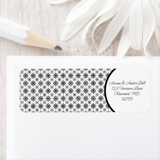 Sneeuwvlokken zwart en wit etiket (Insitu)