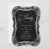 Sneeuwvlokken Zwart Wit Bruiloft Kaart (Voorkant)