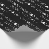 Sneeuwvlokken Zwart-wit Kerstmis in juli Cadeaupapier (Hoek)