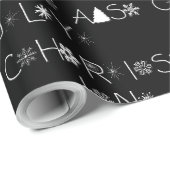 Sneeuwvlokken Zwart-wit Kerstmis in juli Cadeaupapier (Rol Hoek)