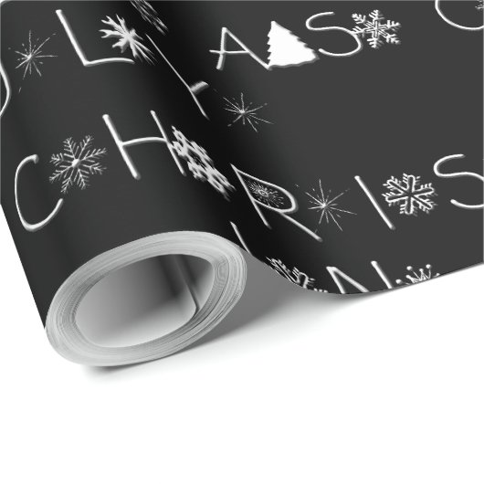 Sneeuwvlokken Zwart-wit Kerstmis in juli Cadeaupapier (Rol Hoek)