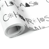 Sneeuwvlokken Zwart-wit Kerstmis in juli Cadeaupapier (Rol Hoek)