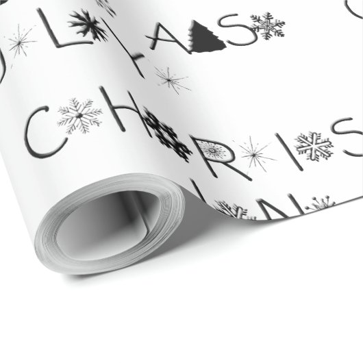 Sneeuwvlokken Zwart-wit Kerstmis in juli Cadeaupapier (Rol Hoek)