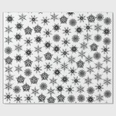 Sneeuwvlokken zwart-wit patroon cadeaupapier (Vlak)