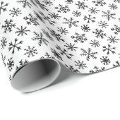 Sneeuwvlokken Zwart-wit patroon Cadeaupapier (Rol Hoek)