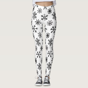 Sneeuwvlokken Zwart-wit patroon Leggings