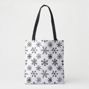 Sneeuwvlokken Zwart-wit patroon Tote Bag