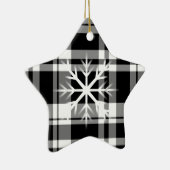 Sneeuwvlokken, zwart wit vlechtpatroon keramisch ornament (Rechts)