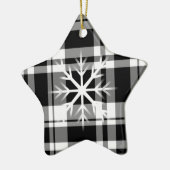 Sneeuwvlokken, zwart wit vlechtpatroon keramisch ornament (Links)