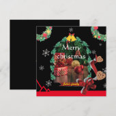 Sneeuwvlokken zwarte boog foto trendy vrolijke ker bedankkaart (Voorkant / Achterkant)