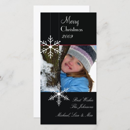Sneeuwvlokken ~ zwarte en witte kerstkaarten feestdagenkaart (Voorkant / Achterkant)