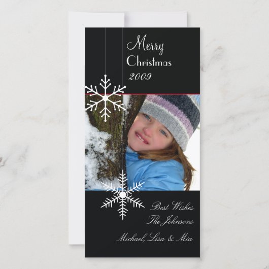 Sneeuwvlokken ~ zwarte en witte kerstkaarten feestdagenkaart (Voorkant)