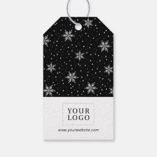 Sneeuwvlokken Zwarte Kerstmis Zakelijk Logo Cadeaulabel