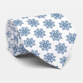 Sneeuwvlokkenruitpatroon Blauwe Kerst Kraagdas Stropdas