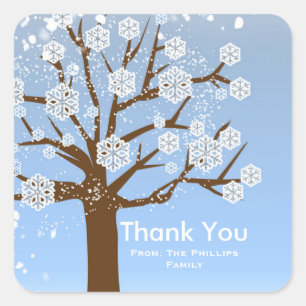 Sneeuwvlokker Boom Winter Wonderland Besneeuwde St Vierkante Sticker