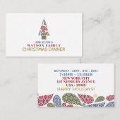 Sneeuwvlokkerige Boom, Kerstfeest Ticket Uitnodigi Informatiekaartje (Voorkant / Achterkant)