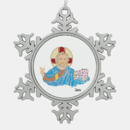 Sneeuwvlokkerornament: heer Jezus Christus Tin Sneeuwvlok Ornament