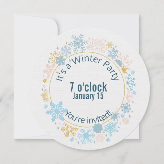 sneeuwvlokontwerp winterpartij kaart (Voorkant)