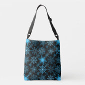 Sneeuwvlokpatroon blauw crossbody tas (Achterkant)