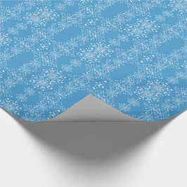 Sneeuwvlokpatroon, blauw en wit cadeaupapier
