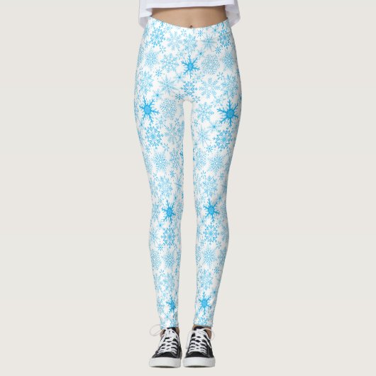Sneeuwvlokpatroon blauw leggings (Voorkant)