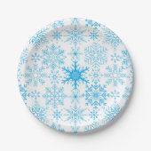 Sneeuwvlokpatroon blauw papieren bordje (Voorkant)
