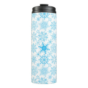 Sneeuwvlokpatroon blauw thermosbeker