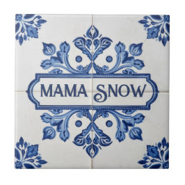 Sneeuwvlokpatroon blauw & witte vakantie aangepast tegeltje