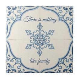 Sneeuwvlokpatroon blauw & witte vakantie aangepast tegeltje