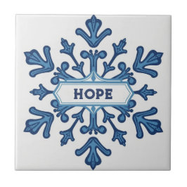 Sneeuwvlokpatroon blauw & witte vakantie aangepast tegeltje