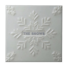 Sneeuwvlokpatroon blauw & witte vakantie aangepast tegeltje