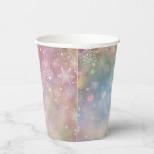 Sneeuwvlokpatroon in zachte pastelkleuren Bokeh Papieren Bekers (Rechts)