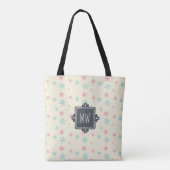 Sneeuwvlokpatroon met Fancy vierkant gepersonalise Tote Bag (Achterkant)