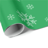 Sneeuwvlokpatroon Modern Winter Vakantie Groen Cadeaupapier (Rol Hoek)