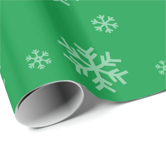 Sneeuwvlokpatroon Modern Winter Vakantie Groen Cadeaupapier (Rol Hoek)