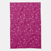 Sneeuwvlokpatroon op Paarse Kerstmis Theedoek (Verticaal)