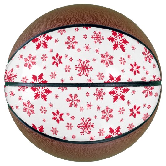 Sneeuwvlokpatroon, Rode sneeuwvlokken, Sneeuw, Wit Basketbal (Voorkant)