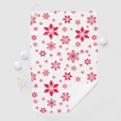 Sneeuwvlokpatroon, Rode sneeuwvlokken, Sneeuw, Wit Golfhanddoek (Insitu)