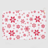 Sneeuwvlokpatroon, Rode sneeuwvlokken, Sneeuw, Wit Golfhanddoek (Horizontaal)