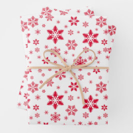 Sneeuwvlokpatroon, Rode sneeuwvlokken, Sneeuw, Wit Inpakpapier Vel