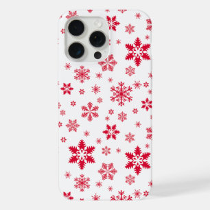 Sneeuwvlokpatroon, rode sneeuwvlokken, sneeuw, wit iPhone 15 pro max case