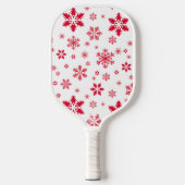 Sneeuwvlokpatroon, Rode sneeuwvlokken, Sneeuw, Wit Pickleball Paddle (Voorkant)