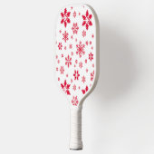 Sneeuwvlokpatroon, Rode sneeuwvlokken, Sneeuw, Wit Pickleball Paddle (Links)