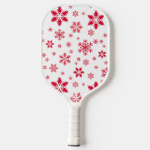 Sneeuwvlokpatroon, Rode sneeuwvlokken, Sneeuw, Wit Pickleball Paddle (Achterkant)