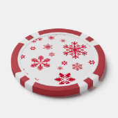 Sneeuwvlokpatroon, Rode sneeuwvlokken, Sneeuw, Wit Poker Chips (Enkel)